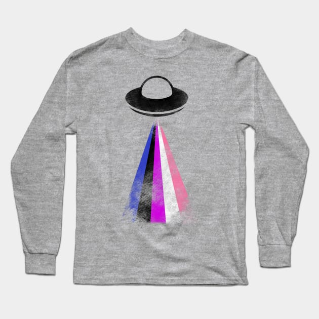 Gaylien Genderfluid Pride UFO Long Sleeve T-Shirt by cactuscrust